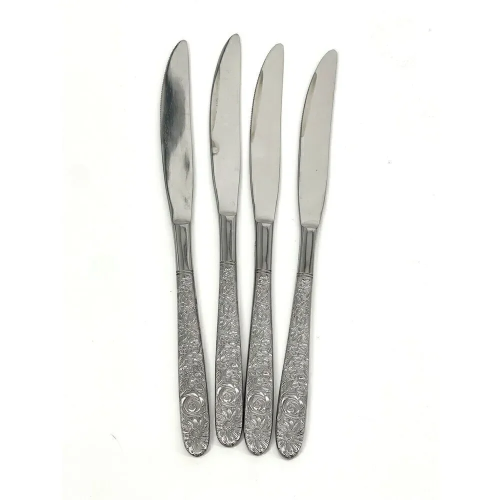 Stanley Roberts SRB180 Dinner Knife 8 1/2” Floral Stainless Taiwan Set Of 4